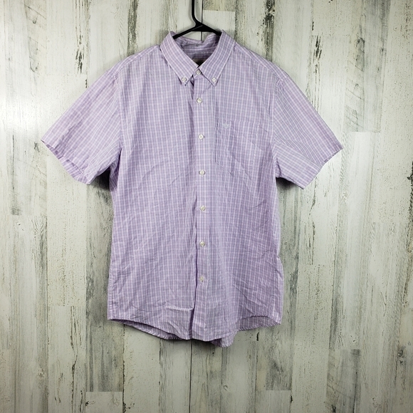 Mens dockers pink and blue checker short sleeve button down shirt size large - Picture 8 of 8
